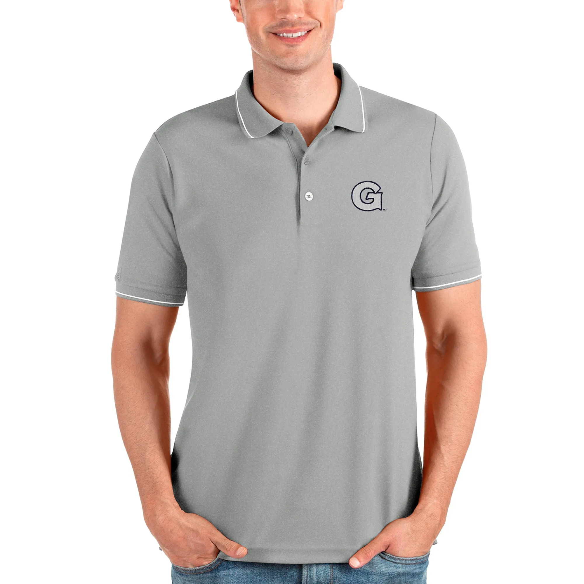 Antigua Georgetown Hoyas Gray Affluent Polo
