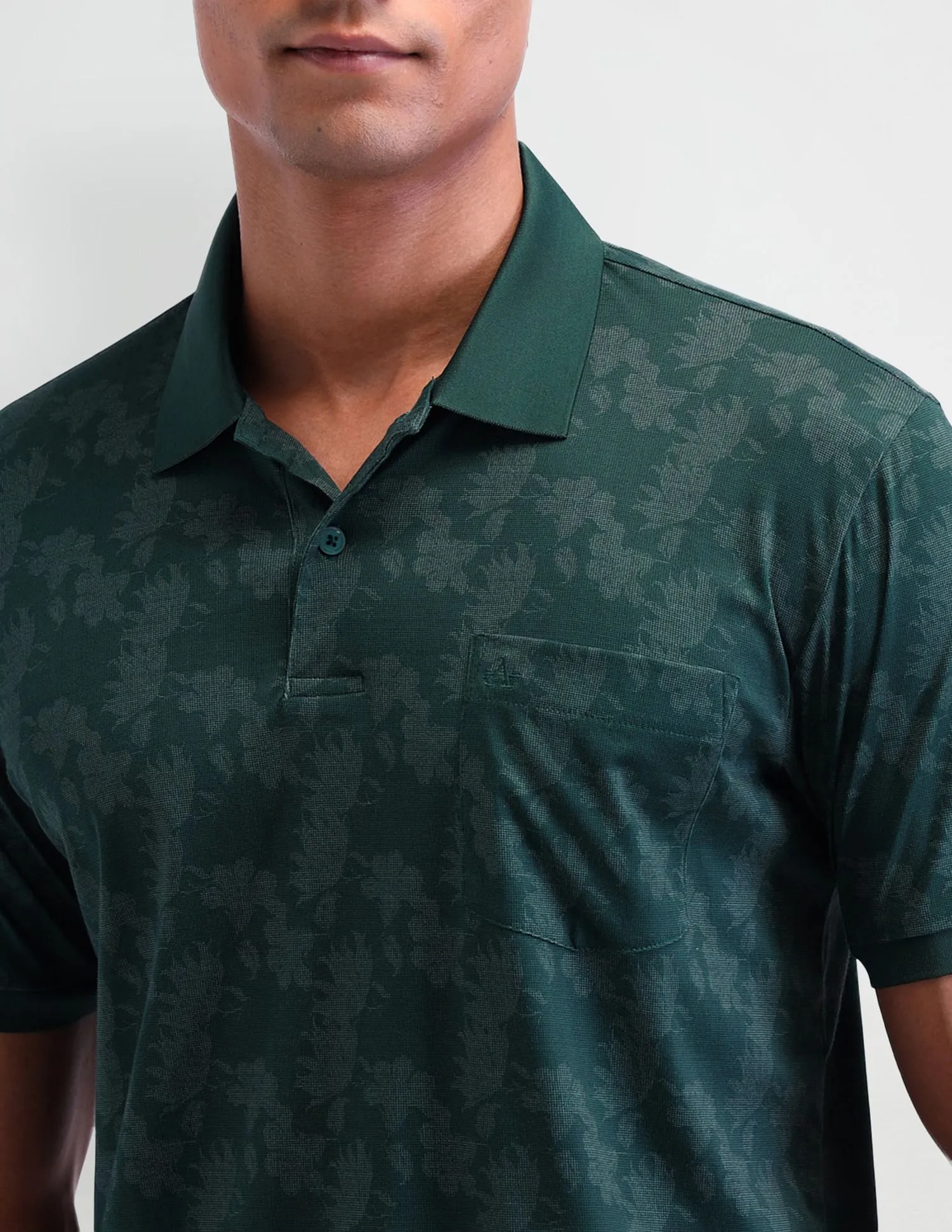 Arrow Floral Pattern Cotton Polo Shirt