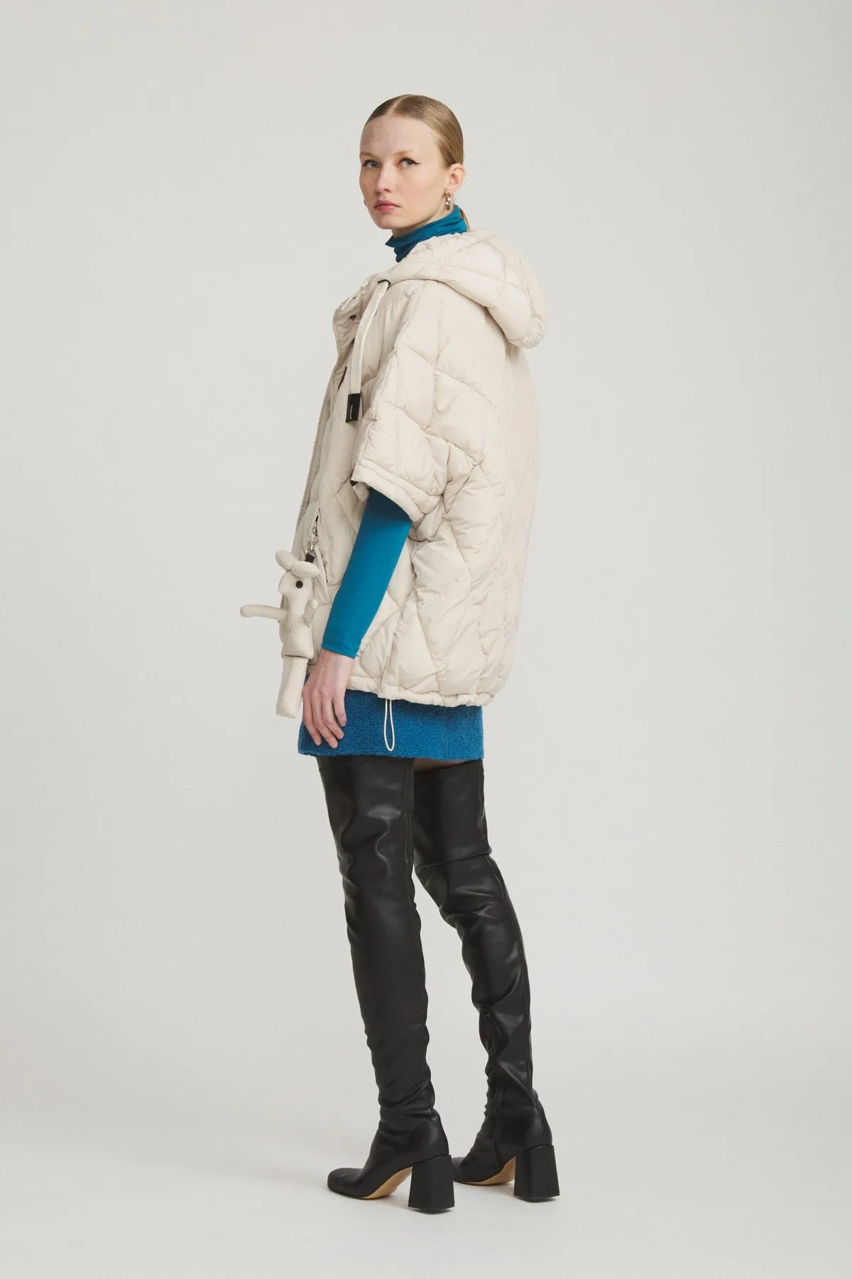 Cape-style puffer jacket