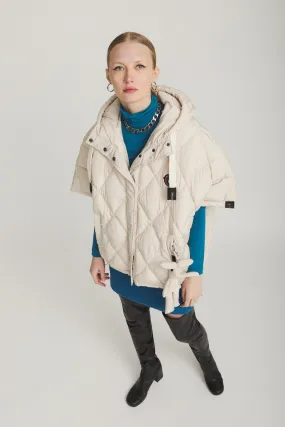 Cape-style puffer jacket