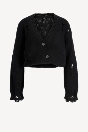 Cardigan Distressed in Schwarz
