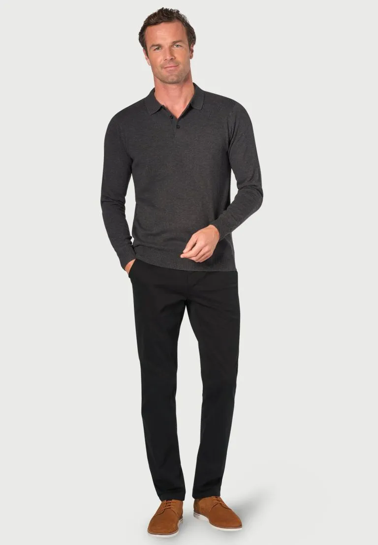 Casper Charcoal Long Sleeve Polo Shirt