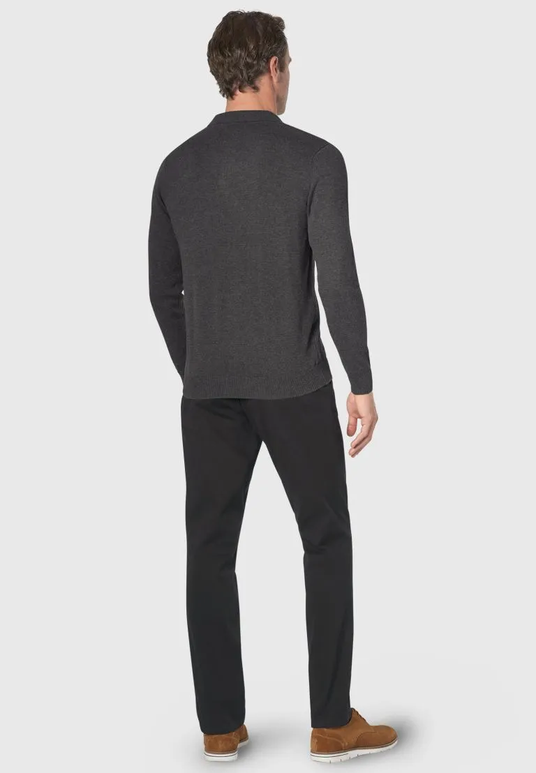 Casper Charcoal Long Sleeve Polo Shirt