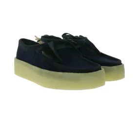 Clarks Wallabee Cup mezzepunte da donna alla moda scarpe stringate in vera pelle blu