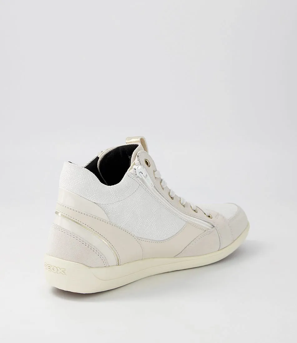 GEOX D Myria A Off White Suede Leather Sneakers