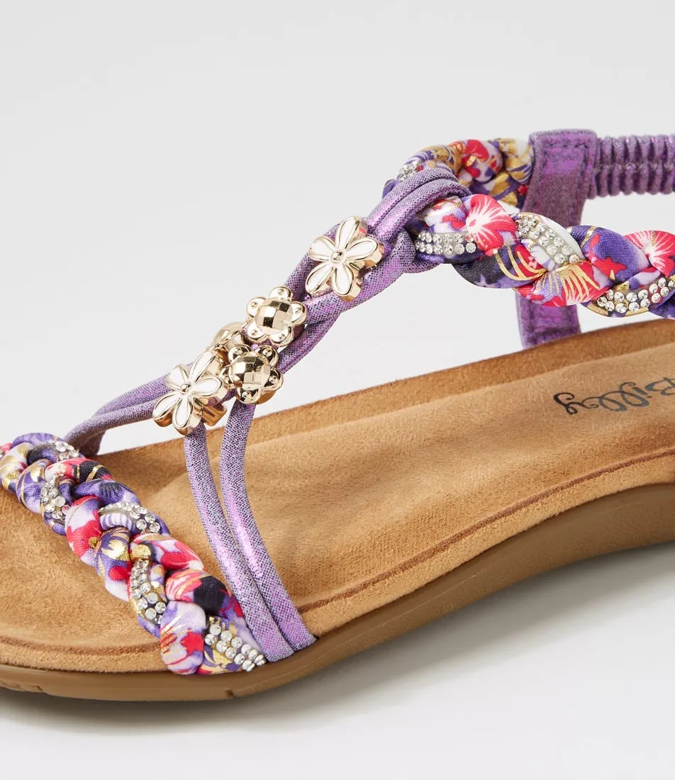 I LOVE BILLY Frose Purple Shimmer Multi Sandals
