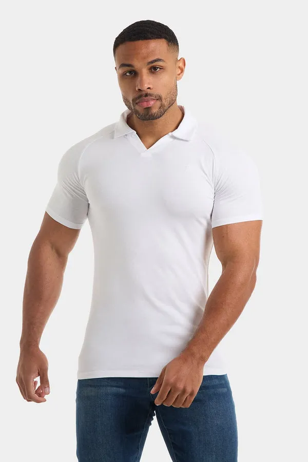 Jersey Buttonless Polo Shirt in White