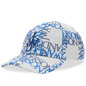 JW Anderson Grid logo Cord Baseball CapOff White & Blue