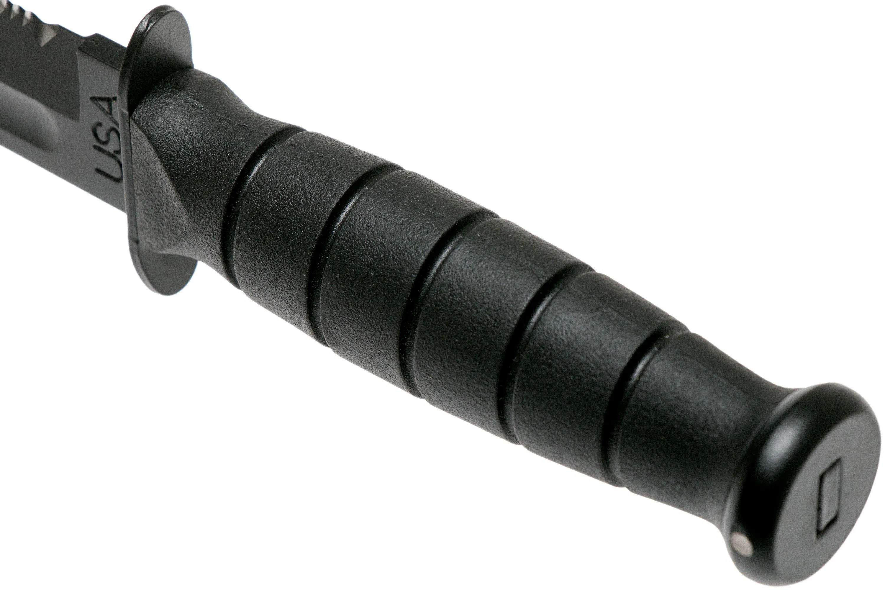 KA-BAR Short 1257 partially serrated, fixed knife, leather sheath