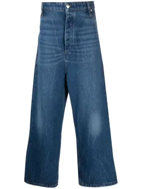 logo-patch wide-leg jeans