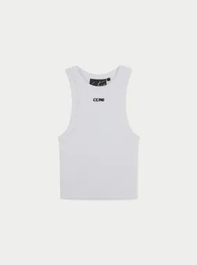 LOGO RIBBED RACER VEST - WHITE