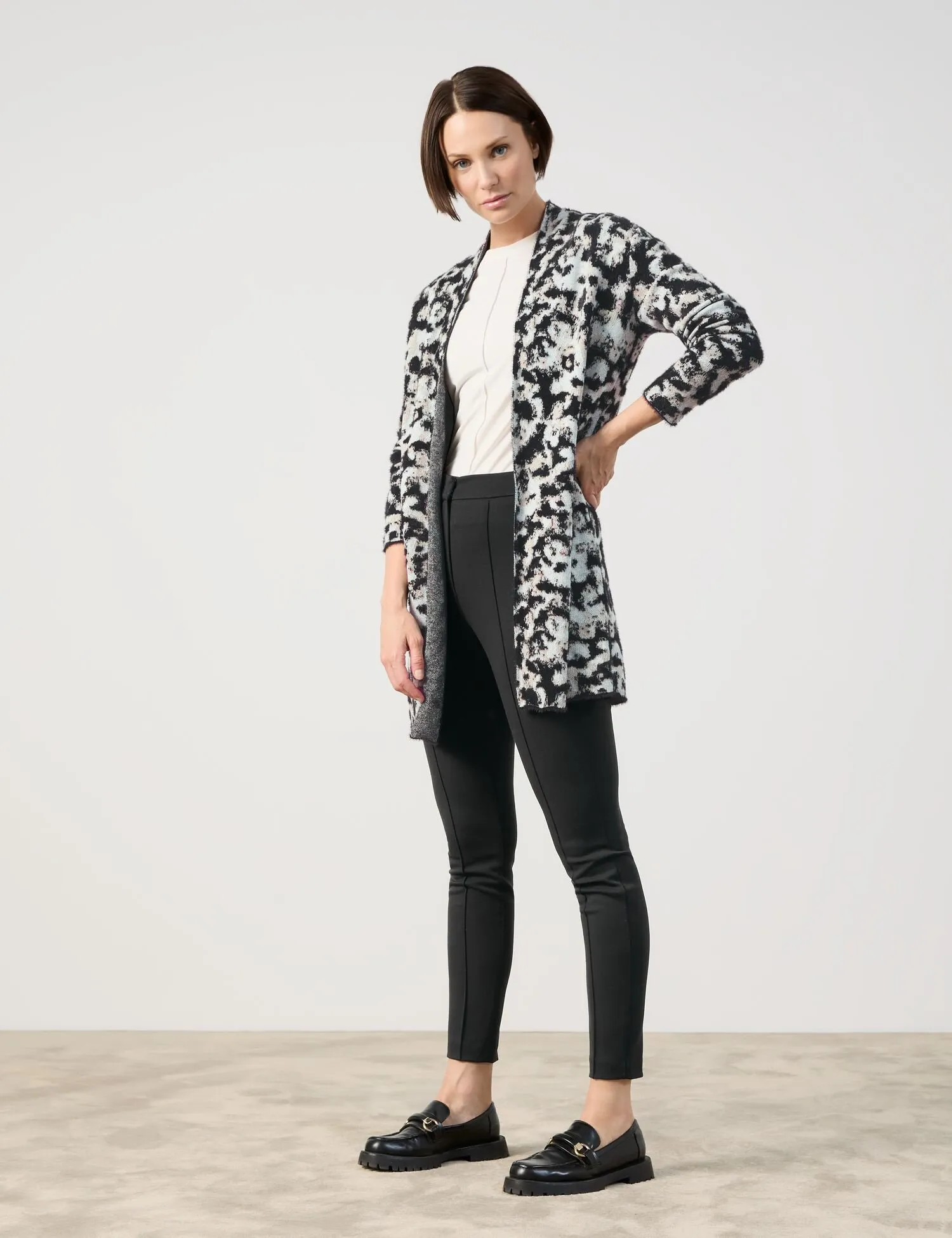 Long cardigan with a jacquard pattern