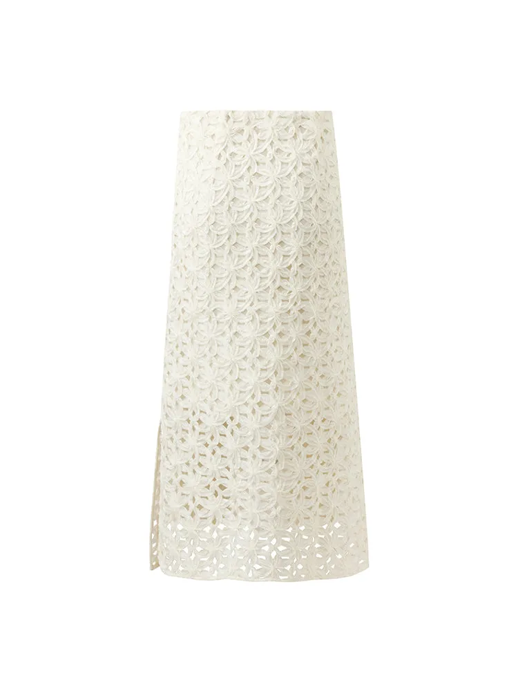 Openwork Slit Women Skirt 
