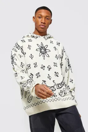 Oversized Knitted Bandana Hoodie