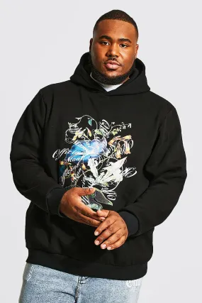 Plus Floral Spiral Print Hoodie