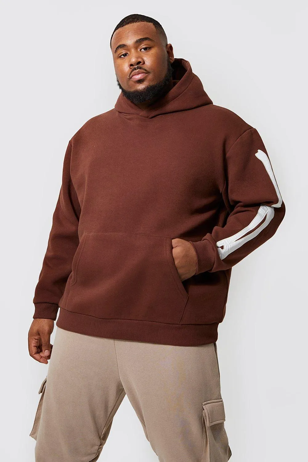 Plus Loose Bone Applique Badge Hoodie