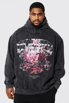 Plus Loose Heavyweight Washed Graphic Hoodie