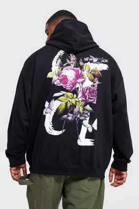 Plus Ofcl Floral Back Print Hoodie
