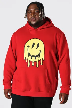 Plus Size Graffiti Drip Face Hoodie