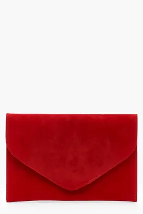 Suedette Envelope Clutch Bag