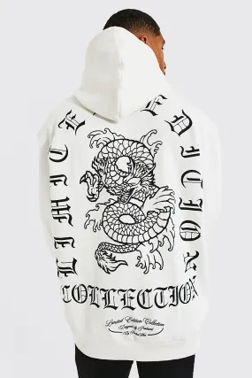 Tall Oversized Dragon Print Hoodie