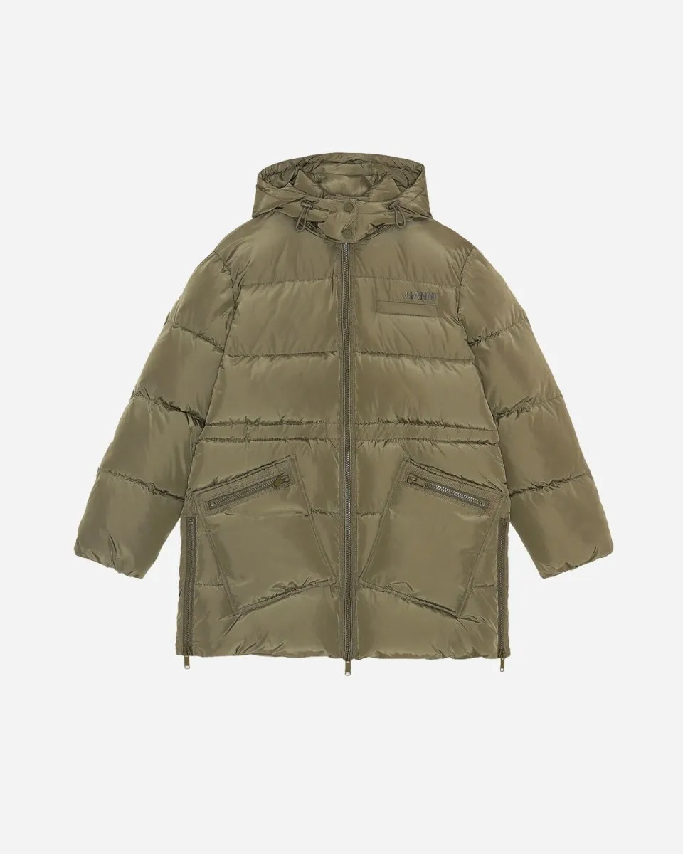Tech Puffer Oversized Midi Jacket - Kalamata