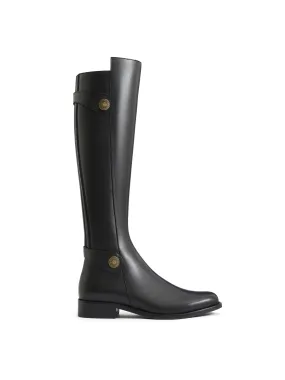 Upton       50% Off   |   Save £197.50  black leather Flat Knee-high Boots        - Regular Fit