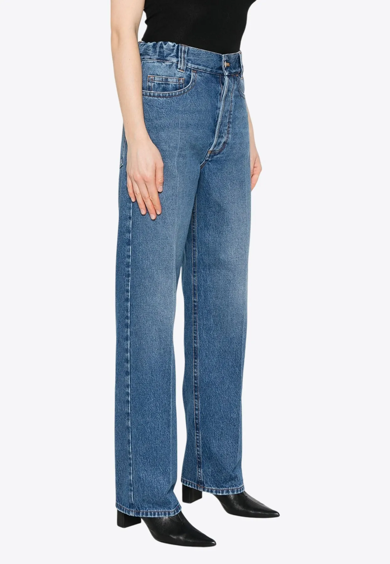 Washed Straight-Leg Jeans